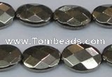 CPY632 15.5 inches 12*16mm faceted oval pyrite gemstone beads