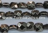 CPY635 15.5 inches 8*8mm faceted square pyrite gemstone beads