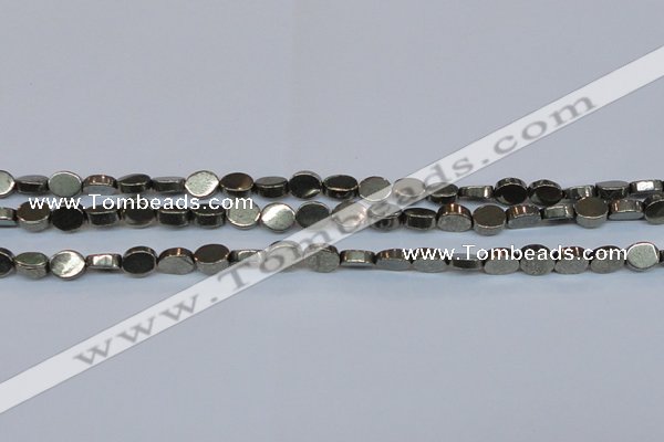 CPY640 15.5 inches 6*8mm oval pyrite gemstone beads wholesale