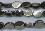 CPY641 15.5 inches 8*10mm oval pyrite gemstone beads wholesale