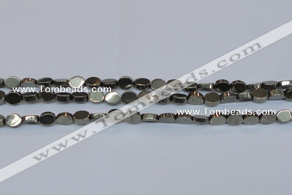 CPY641 15.5 inches 8*10mm oval pyrite gemstone beads wholesale
