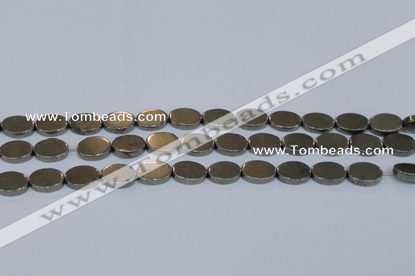 CPY642 15.5 inches 10*14mm oval pyrite gemstone beads wholesale