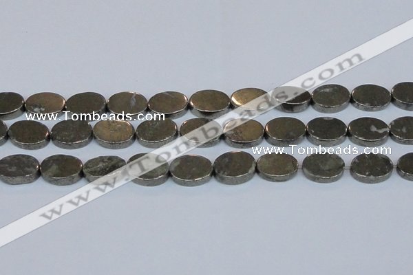 CPY644 15.5 inches 13*18mm oval pyrite gemstone beads wholesale