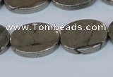 CPY645 15.5 inches 15*20mm oval pyrite gemstone beads wholesale