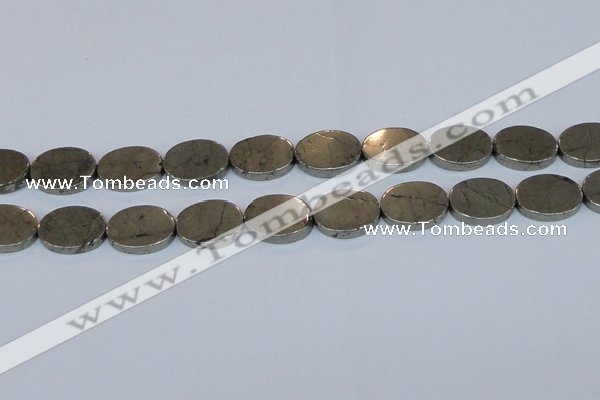 CPY645 15.5 inches 15*20mm oval pyrite gemstone beads wholesale