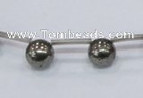 CPY665 Top drilled 10mm round pyrite gemstone beads wholesale