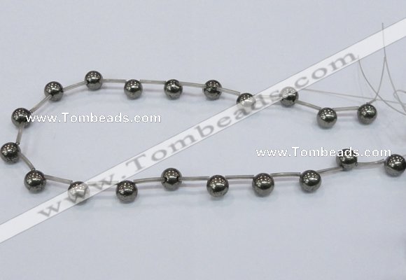 CPY665 Top drilled 10mm round pyrite gemstone beads wholesale