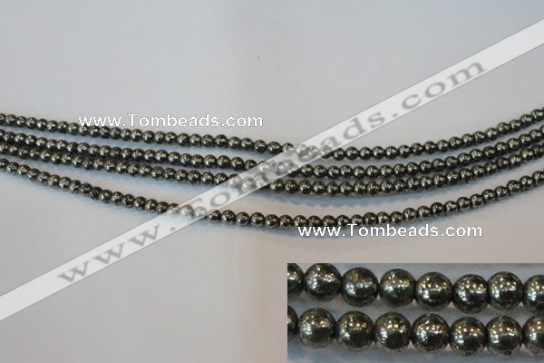 CPY71 15.5 inches 3mm round pyrite gemstone beads wholesale