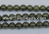 CPY750 15.5 inches 4mm round pyrite gemstone beads wholesale