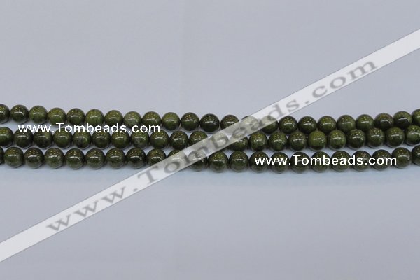 CPY752 15.5 inches 8mm round pyrite gemstone beads wholesale