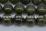 CPY755 15.5 inches 14mm round pyrite gemstone beads wholesale