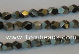 CPY76 15.5 inches 5-6mm faceted nuggets pyrite gemstone beads