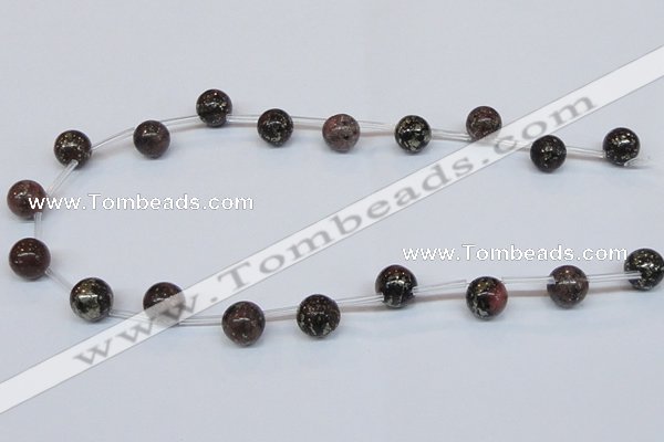 CPY780 Top drilled 10mm round pyrite gemstone beads wholesale