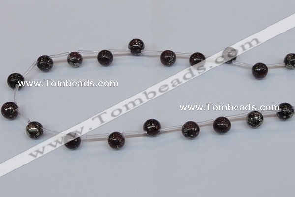 CPY781 Top drilled 10mm round pyrite gemstone beads wholesale