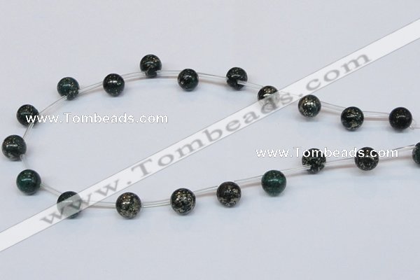 CPY783 Top drilled 10mm round pyrite gemstone beads wholesale