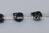 CPY787 Top drilled 8mm carved skull pyrite gemstone beads