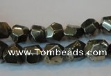 CPY79 15.5 inches 9-10mm faceted nuggets pyrite gemstone beads