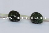 CPY793 Top drilled 8mm carved skull pyrite gemstone beads