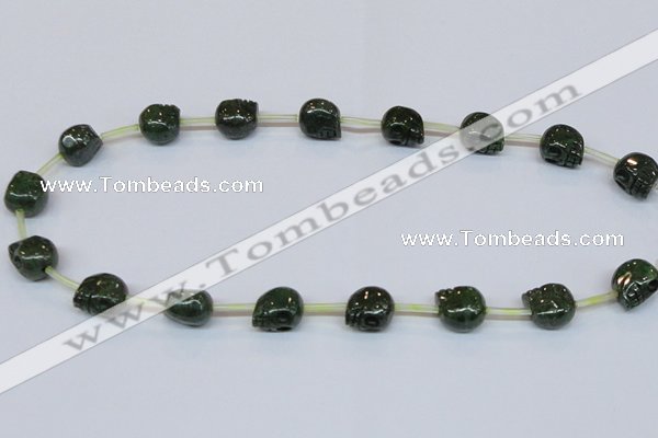 CPY793 Top drilled 8mm carved skull pyrite gemstone beads