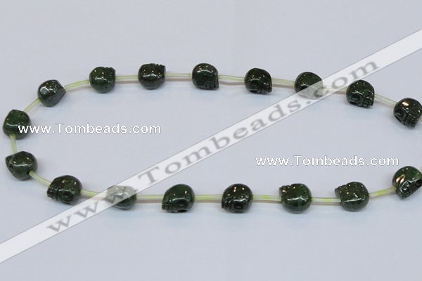 CPY794 Top drilled 10mm carved skull pyrite gemstone beads