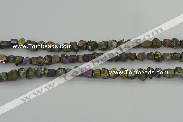 CPY803 15.5 inches 6*10mm - 8*12mm nuggets plated pyrite beads