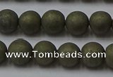 CPY814 15.5 inches 6mm round matte pyrite beads wholesale