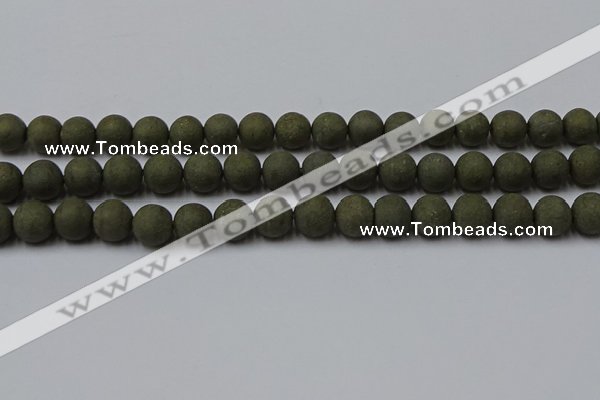 CPY815 15.5 inches 8mm round matte pyrite beads wholesale