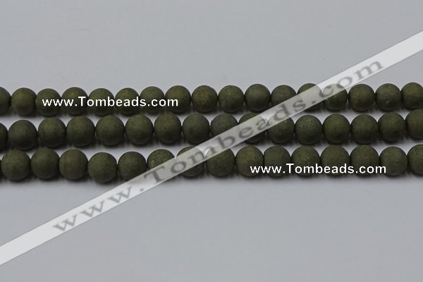 CPY816 15.5 inches 10mm round matte pyrite beads wholesale