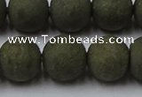 CPY818 15.5 inches 14mm round matte pyrite beads wholesale