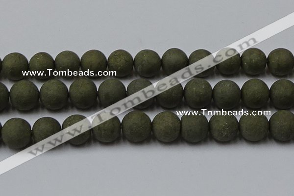 CPY821 15.5 inches 20mm round matte pyrite beads wholesale