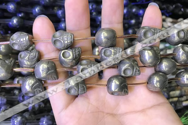 CPY825 15.5 inches 12*14*14mm skull pyrite gemstone beads