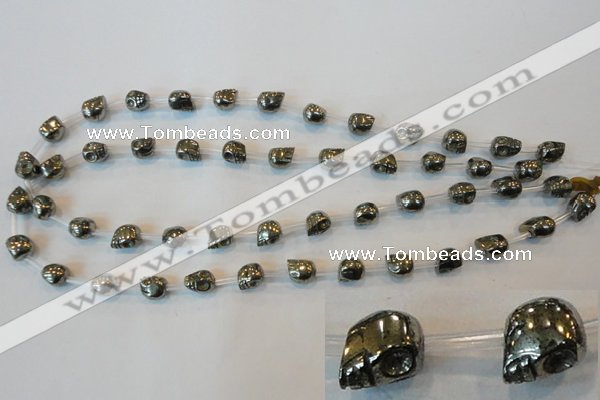 CPY83 15.5 inches 8mm carved skull pyrite gemstone beads wholesale