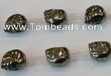 CPY84 15.5 inches 10mm carved skull pyrite gemstone beads wholesale