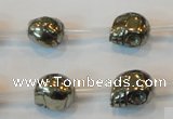 CPY85 15.5 inches 12mm carved skull pyrite gemstone beads wholesale