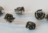 CPY91 15.5 inches 10mm carved rose pyrite gemstone beads wholesale