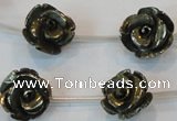 CPY94 15.5 inches 16mm carved rose pyrite gemstone beads wholesale