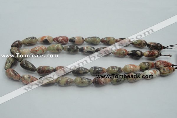 CRA06 15.5 inches 10*20mm teardrop natural rainforest agate beads