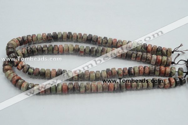 CRA07 15.5 inches 6*10mm rondelle natural rainforest agate beads