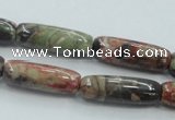 CRA08 15.5 inches 9*25mm cylinder natural rainforest agate beads