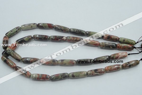 CRA08 15.5 inches 9*25mm cylinder natural rainforest agate beads