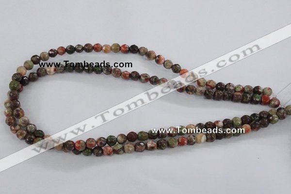 CRA100 15.5 inches 6mm faceted round rainforest agate gemstone beads