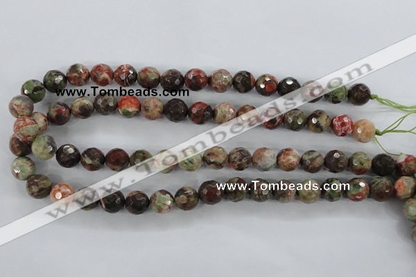 CRA102 15.5 inches 10mm faceted round rainforest agate gemstone beads