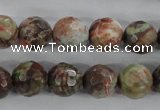 CRA104 15.5 inches 14mm faceted round rainforest agate gemstone beads