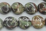 CRA11 15.5 inches 16mm flat round natural rainforest agate beads