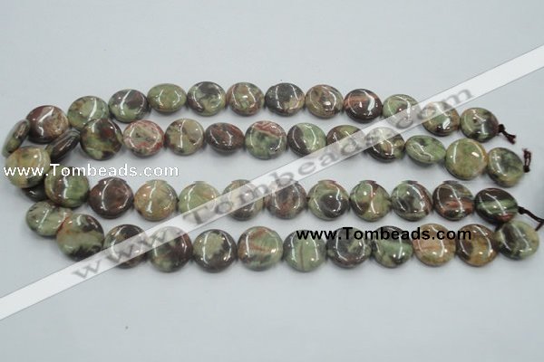 CRA11 15.5 inches 16mm flat round natural rainforest agate beads