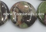 CRA14 15.5 inches 30mm flat round natural rainforest agate beads