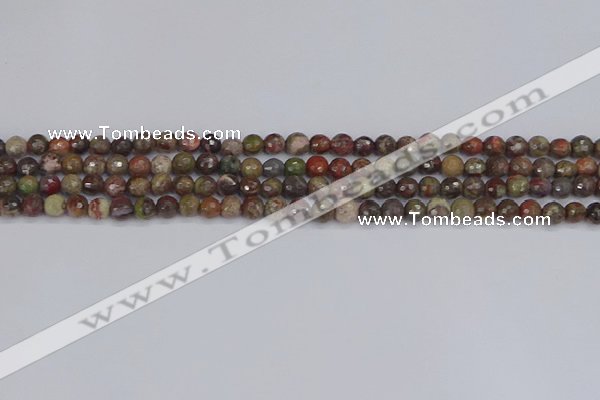 CRA160 15.5 inches 4mm faceted round rainforest agate beads