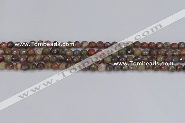 CRA161 15.5 inches 6mm faceted round rainforest agate beads