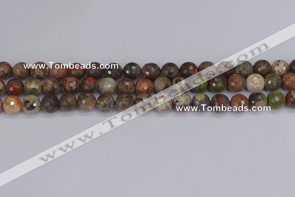 CRA162 15.5 inches 8mm faceted round rainforest agate beads