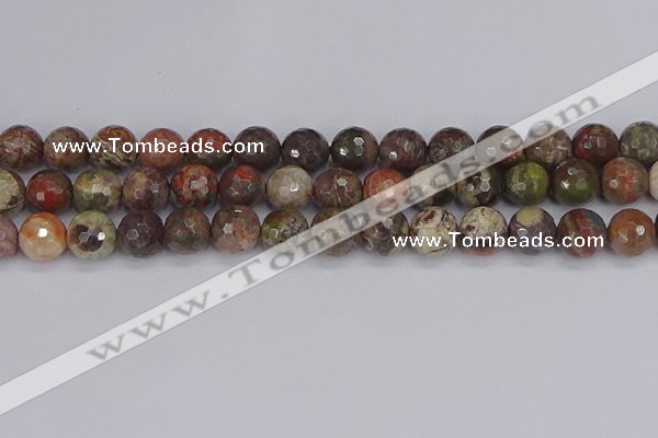 CRA164 15.5 inches 12mm faceted round rainforest agate beads